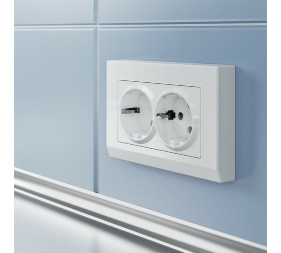 Двойная розетка с заземлением WERKEL W1172001 белая a051129
