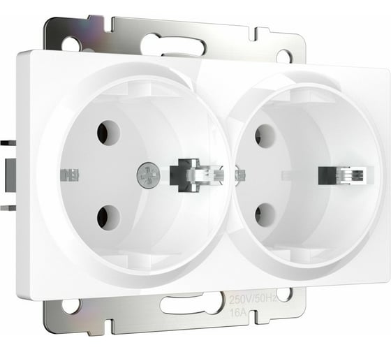 Двойная розетка с заземлением WERKEL W1172001 белая a051129