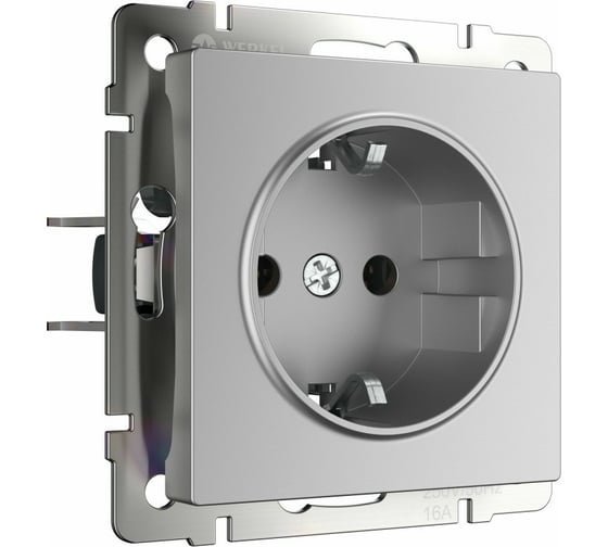 Розетка WERKEL W1171006 с заземлением серебряный a051527 1