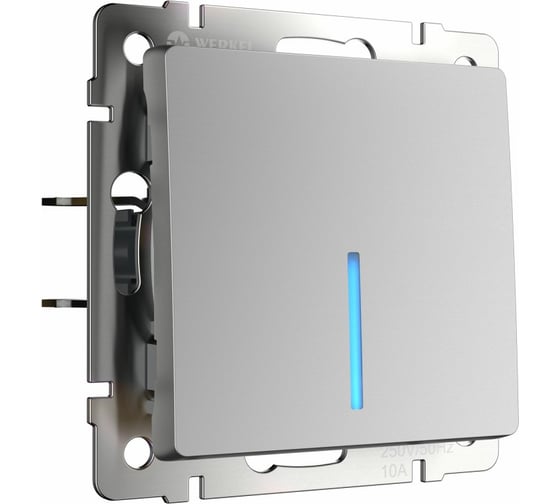 Одноклавишный выключатель WERKEL W1112106 проходной с подсветкой (серебряный) a051513 1