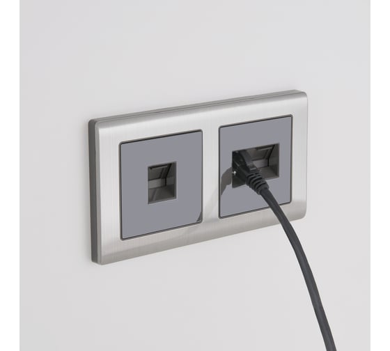 Розетка двойная Ethernet RJ-45 WERKEL WL07-RJ45+RJ45 серо-коричневый a033765