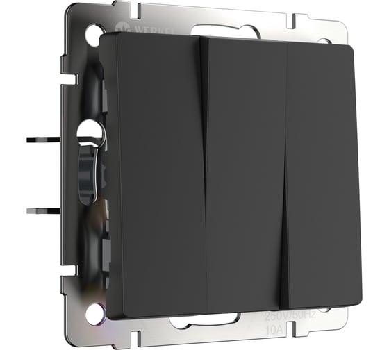 Выключатель WERKEL W1130008 трехклавишный черный матовый a051596 1
