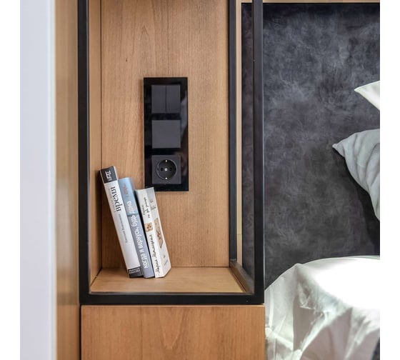 Выключатель WERKEL W1120008 двухклавишный черный матовый a051628