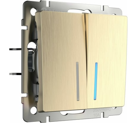 Выключатель WERKEL двухклавишный, проходной, с подсветкой, шампань, рифленый W1122110 a051418