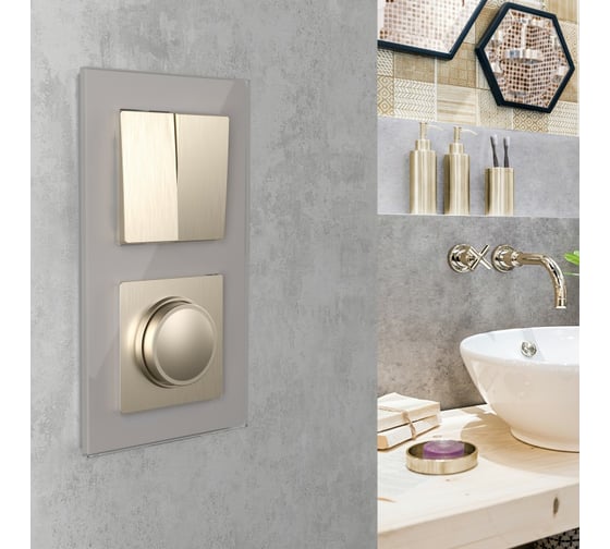 Выключатель WERKEL W1120010 двухклавишный шампань рифленый a051423