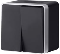 Выключатель WERKEL W5020234 двухклавишный влагозащищенный Gallant черный с серебром a051156