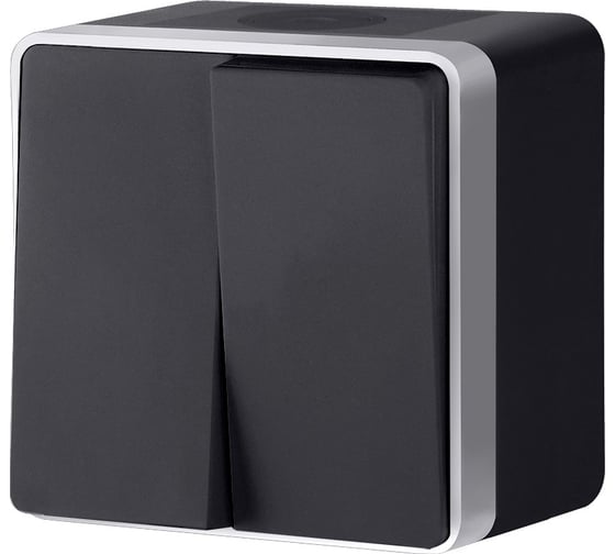 Выключатель WERKEL W5020234 двухклавишный влагозащищенный Gallant черный с серебром a051156
