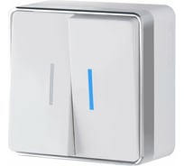 Выключатель WERKEL W5020101 двухклавишный с подсветкой Gallant белый a051586