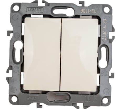 Двойной переключатель ЭРА 12-1106-02 10АХ-250В, IP20, слоновая кость Б0014664