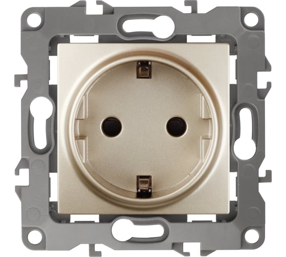 Розетка ЭРА 12-2102-04 2P+E Schuko со шторками, 16A-250В, IP20, шампань Б0014690