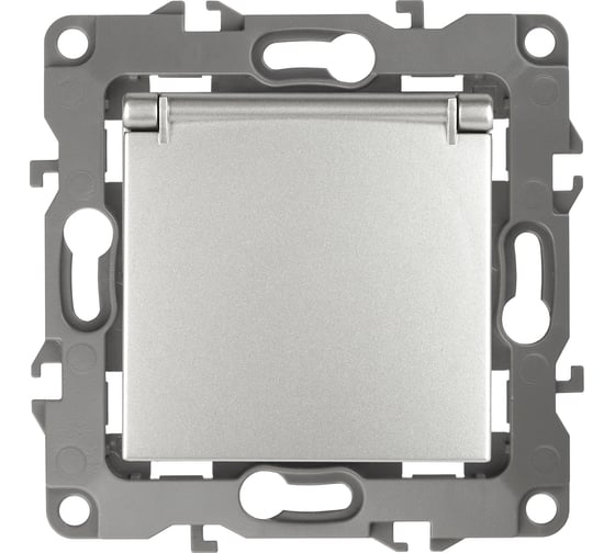 Розетка ЭРА 12-2103-03 2P+E Schuko со шторками с крышкой, 16A-250В, IP20, алюминий Б0014695