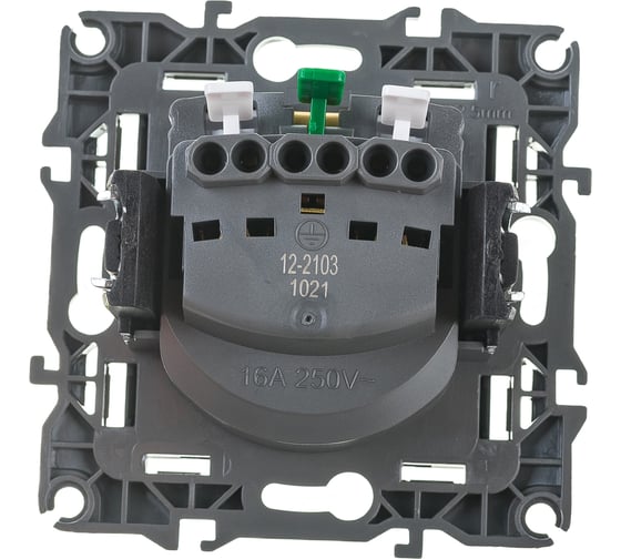 Розетка ЭРА 12-2103-05 2P+E Schuko со шторками с крышкой, 16A-250В, IP20, антрацит Б0014697