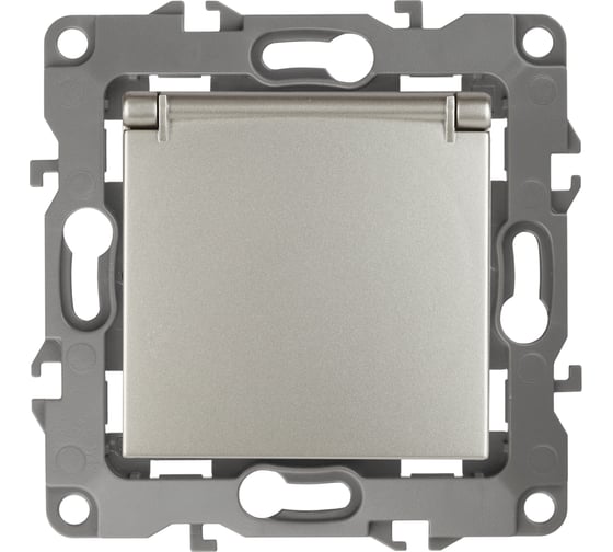 Розетка ЭРА 12-2103-15 2P+E Schuko со шторками с крышкой, 16A-250В, IP20, перламутр Б0019330