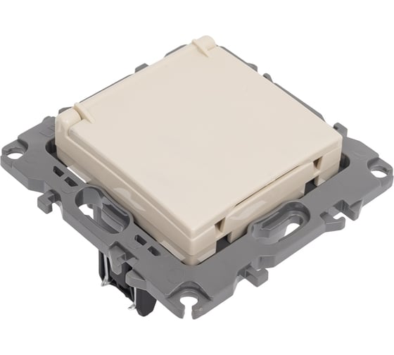 Розетка ЭРА 12-2103-02 2P+E Schuko со шторками с крышкой, 16A-250В, IP20, слоновая кость Б0014694