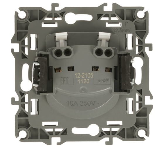 Розетка ЭРА 12-2105-03 2P, 16A-250В, IP20, алюминий Б0018256
