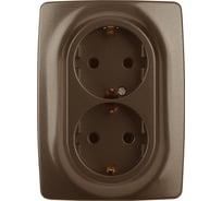 Розетка ЭРА 12-2106-13 2X2P+E Schuko, 16A-250В, IP20, бронза Б0031235