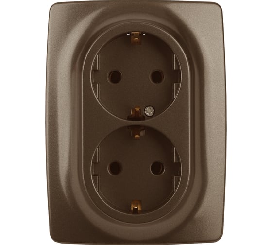 Розетка ЭРА 12-2106-13 2X2P+E Schuko, 16A-250В, IP20, бронза Б0031235