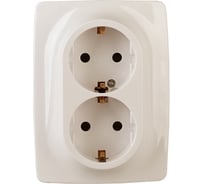 Розетка ЭРА 12-2106-02 2X2P+E Schuko, 16A-250В, IP20, слоновая кость Б0031229