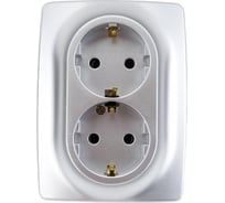Розетка ЭРА 12-2106-03 2X2P+E Schuko, 16A-250В, IP20, алюминий Б0031230