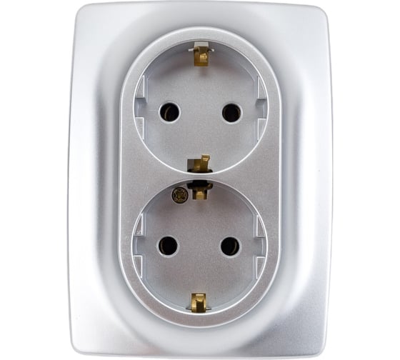 Розетка ЭРА 12-2106-03 2X2P+E Schuko, 16A-250В, IP20, алюминий Б0031230