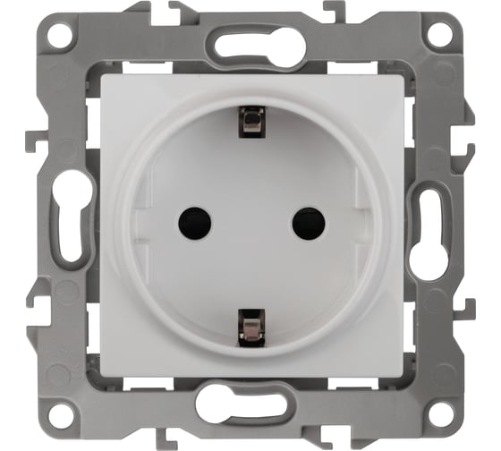 Розетка ЭРА 12-2102-01 2P+E Schuko со шторками, 16A-250В, IP20, белый Б0014687