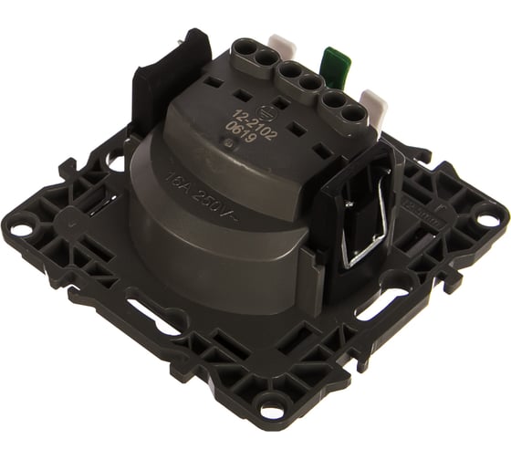 Розетка ЭРА 12-2102-05 2P+E Schuko со шторками, 16A-250В, IP20, антрацит Б0014691