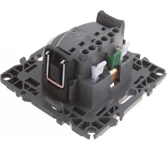 Розетка ЭРА 12-2102-05 2P+E Schuko со шторками, 16A-250В, IP20, антрацит Б0014691