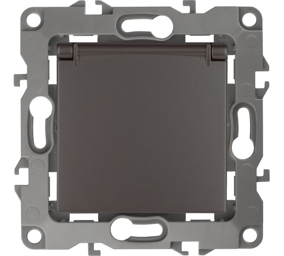 Розетка ЭРА 12-2103-13 2P+E Schuko со шторками с крышкой, 16A-250В, IP20, бронза Б0019328