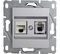 Розетка Vesta Electric Vesta-Electric Silver для сетевого кабеля LAN + PHONE двойная без рамки FRZ00010114SRM