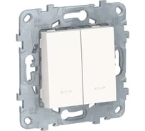 Выключатель Schneider Electric 2-кл. 2-мод. UNICA NEW с подсветкой 2хсх.1а белый NU521118N 1239936