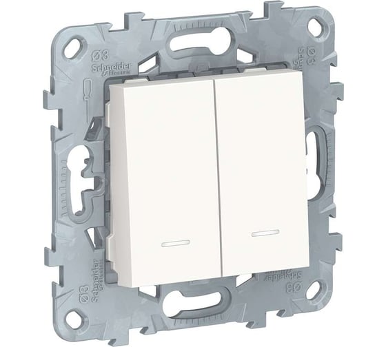 Выключатель Schneider Electric 2-кл. 2-мод. UNICA NEW с подсветкой 2хсх.1а белый NU521118N 1239936