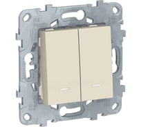 Выключатель Systeme Electric 2-кл. 2-мод. UNICA NEW с подсветкой 2хсх.1а бежевый NU521144N 1239940