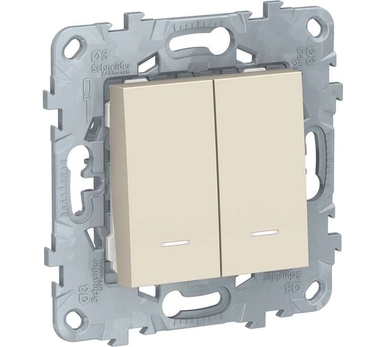 Выключатель Systeme Electric 2-кл. 2-мод. UNICA NEW с подсветкой 2хсх.1а бежевый NU521144N 1239940