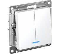 Механизм выключателя Systeme Electric 2-кл. ATLAS DESIGN с подсветкой сх.5а 10АХ белый ATN000153