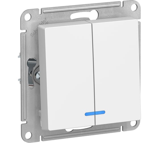 Механизм выключателя Systeme Electric 2-кл. ATLAS DESIGN с подсветкой сх.5а 10АХ белый ATN000153
