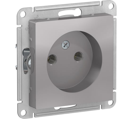 Механизм розетки Systeme Electric 1-м СП ATLAS DESIGN без заземления, 16А, алюминий ATN000341 1240239 1