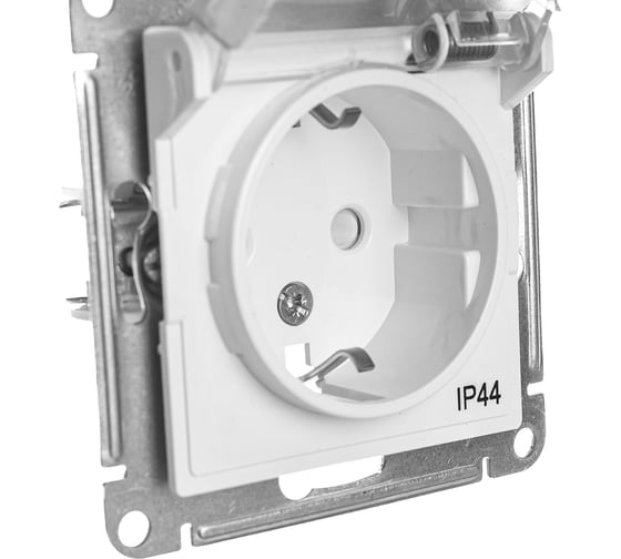 Механизм розетки Systeme Electric 1-м СП ATLAS DESIGN AQUA 16А, IP44, белый 1240175