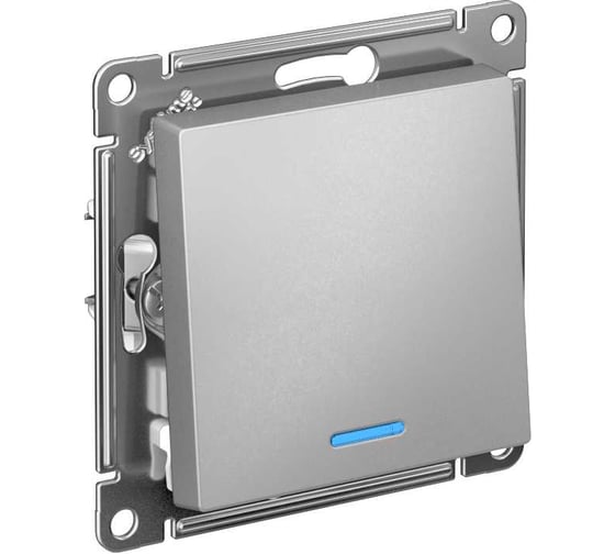 Механизм выключателя Systeme Electric (Schneider Electric) 1-кл. ATLAS DESIGN с подсветкой сх.1а 10АХ алюм. 1240227 ATN000313 1