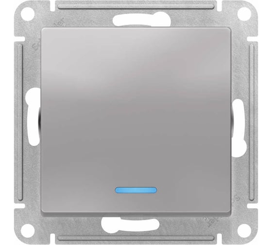 Механизм выключателя Systeme Electric 1-кл. ATLAS DESIGN с подсветкой сх.1а 10АХ алюминий 1240227