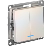 Механизм выключателя 2-клавишный Systeme Electric (Schneider Electric) ATLAS DESIGN с подсветкой сх.5а 10АХ жемчуг 1240291 ATN000453