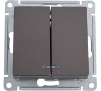 Механизм выключателя 2-клавишный Systeme Electric (Schneider Electric) ATLAS DESIGN с подсветкой сх.5а 10АХ мокко 1240377 ATN000653