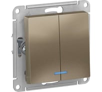 Механизм выключателя Systeme Electric 2-кл. ATLAS DESIGN с подсветкой сх.5а 10АХ шампань 1240334