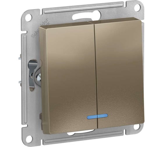 Механизм выключателя Systeme Electric 2-кл. ATLAS DESIGN с подсветкой сх.5а 10АХ шампань 1240334