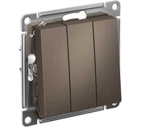 Механизм выключателя Systeme Electric 3-кл. ATLAS DESIGN сх.1+1+1 10АХ мокко ATN000631 1240363