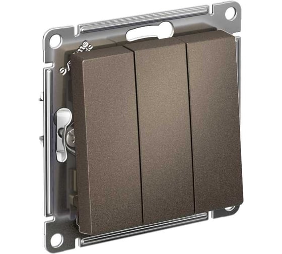 Механизм выключателя Systeme Electric 3-кл. ATLAS DESIGN сх.1+1+1 10АХ мокко ATN000631 1240363 1