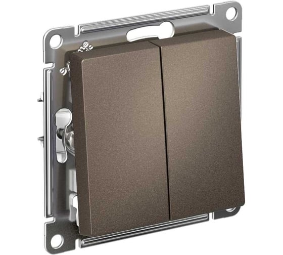 Механизм выключателя Systeme Electric 2-кл. ATLAS DESIGN сх.5 10АХ мокко ATN000651 1240375