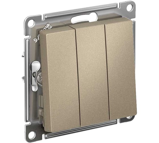 Механизм выключателя Systeme Electric 3-кл. ATLAS DESIGN сх.1+1+1 10АХ шампань ATN000531 1240320 1