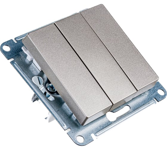 Механизм выключателя Systeme Electric 3-кл. ATLAS DESIGN сх.1+1+1 10АХ шампань ATN000531 1240320