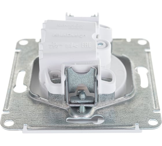 Механизм розетки Systeme Electric 1-м СП ATLAS DESIGN без заземления, 16А, белая ATN000141