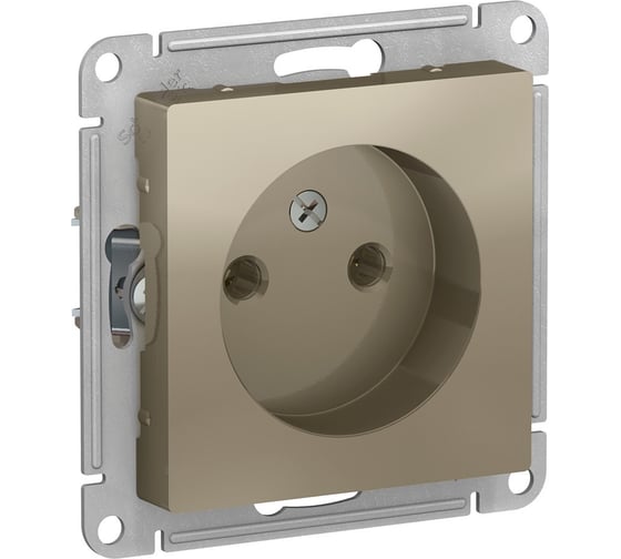 Механизм розетки Systeme Electric 1-м СП ATLAS DESIGN без заземления, 16А, шампань ATN000541 1240325 1